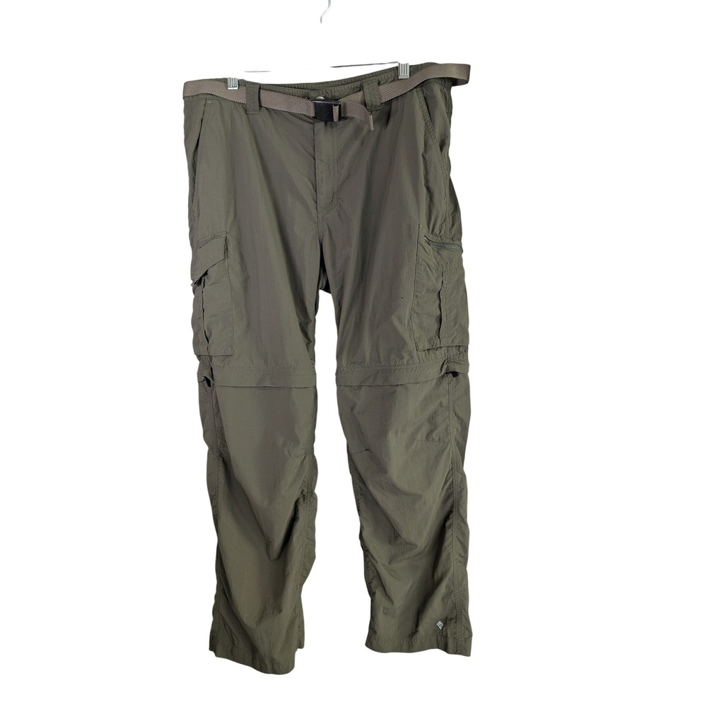 Columbia Convertible Cargo Pants Mens 36x30 Olive Green Zip Off Hiking Ripstop